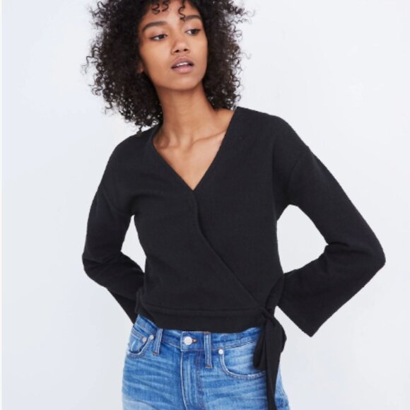 🖤✨ Madewell Texture & Thread Wrap Top - Black - Size M 🖤✨ - Picture 2 of 12